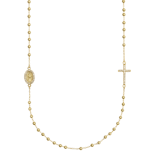 MIRACULOUS AND CROSS - NECKLACE - VERMEIL SILVER