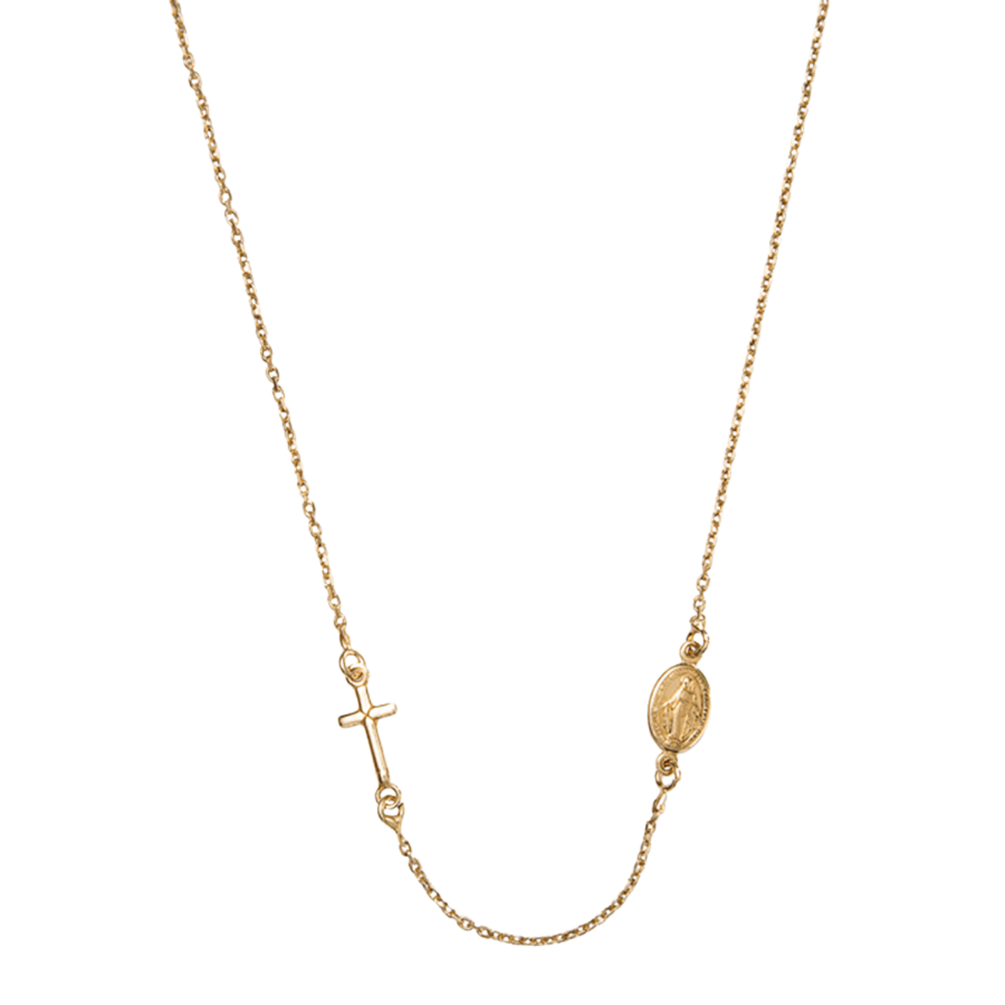 MIRACULOUS AND CROSS - NECKLACE - VERMEIL SILVER