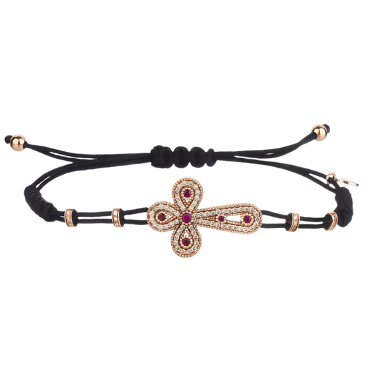 KRUIS ARMBAND MET RUBIES - GOUD EN DIAMANTEN