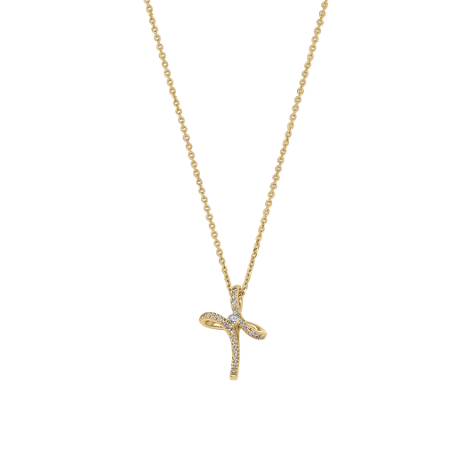 CROSS NECKLACE - DIAMONDS AND GOLD