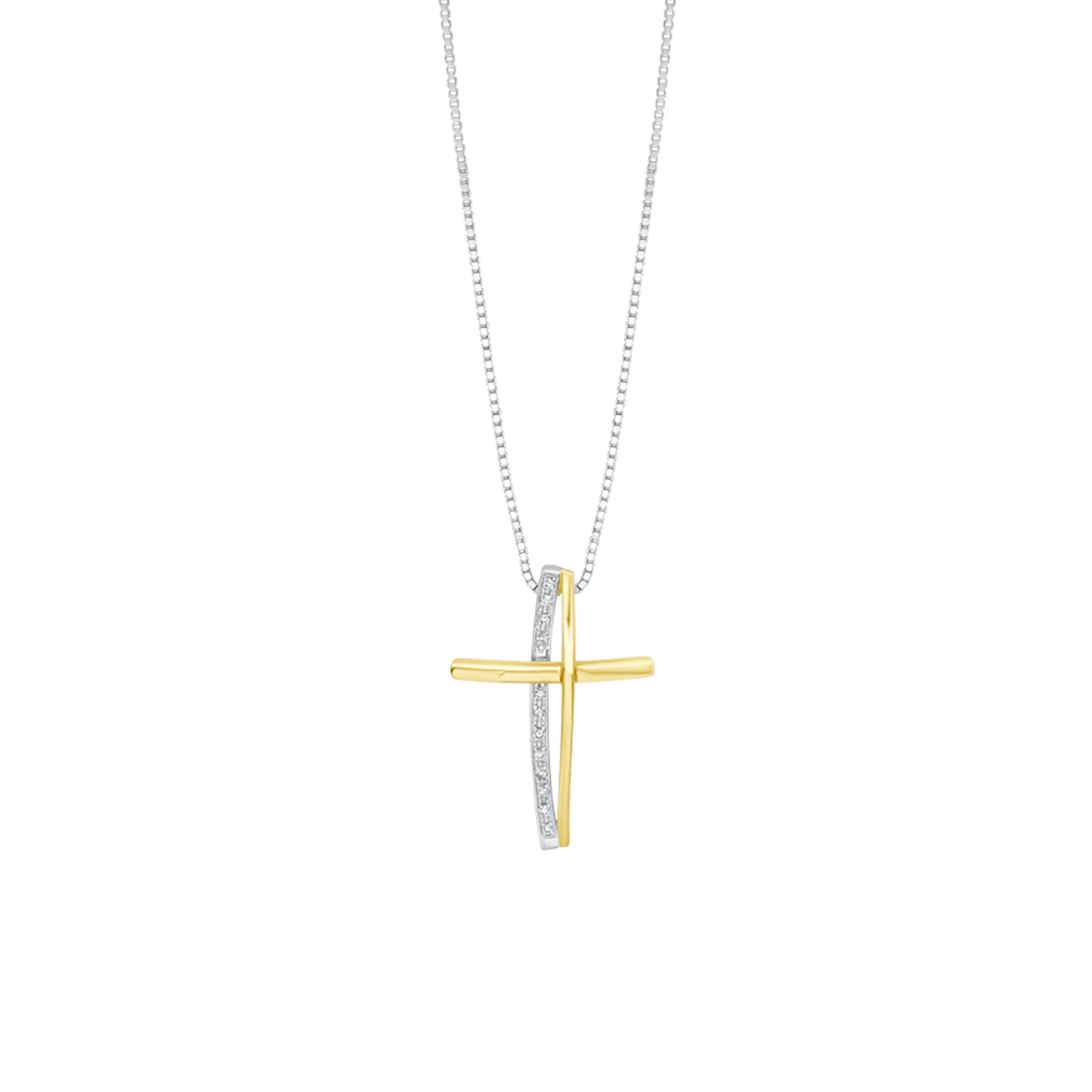 CROSS NECKLACE - DIAMONDS AND GOLD