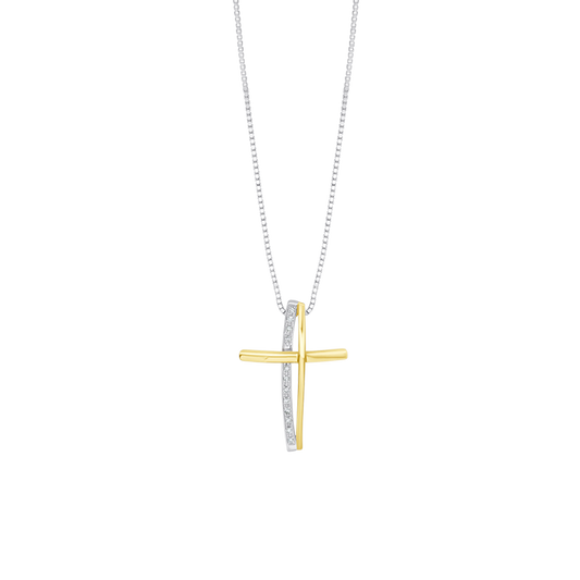 CROSS NECKLACE - DIAMONDS AND GOLD