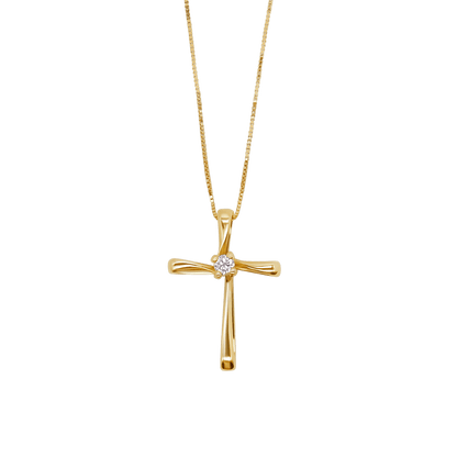 KRUIS DIAMOND KETTING - GOUD