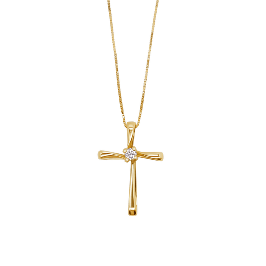 KRUIS DIAMOND KETTING - GOUD