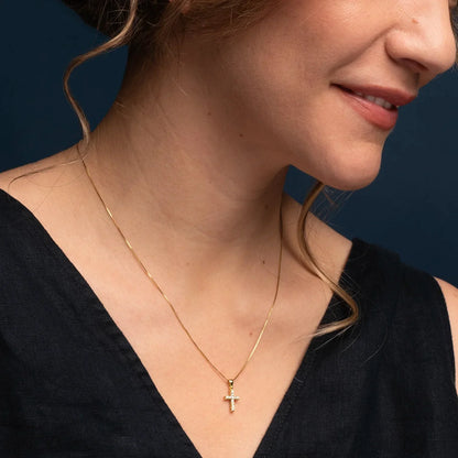 KRUIS DIAMOND KETTING - GOUD