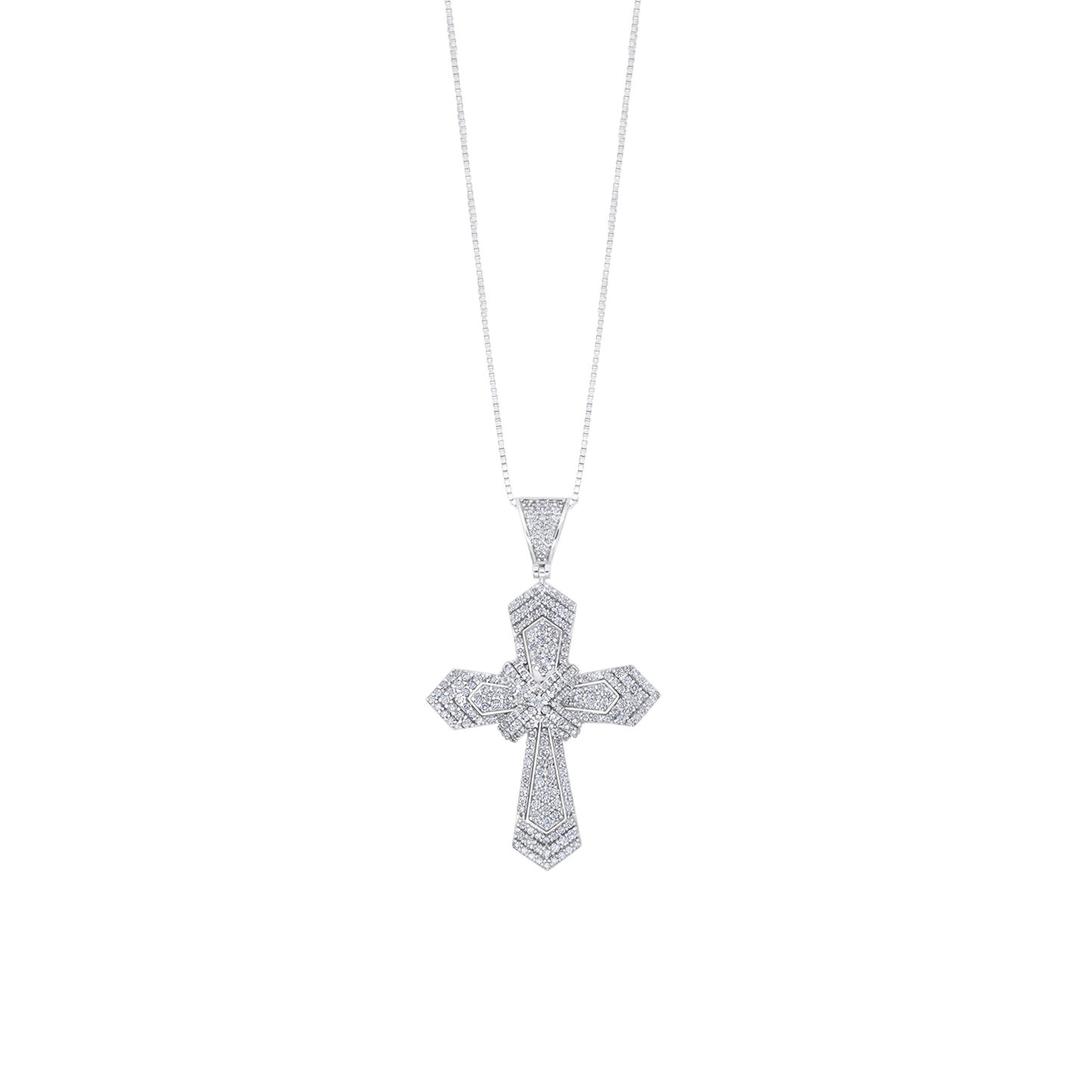 KRUIS DIAMOND KETTING - WITGOUD