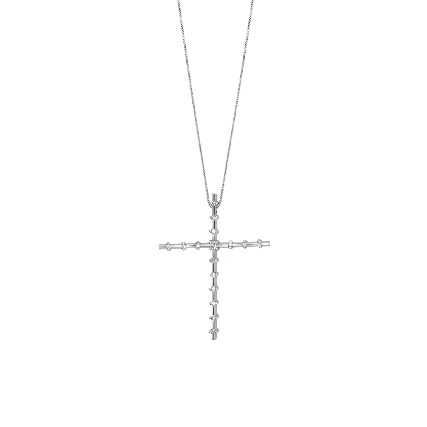 CROSS DIAMOND NECKLACE - WHITE GOLD