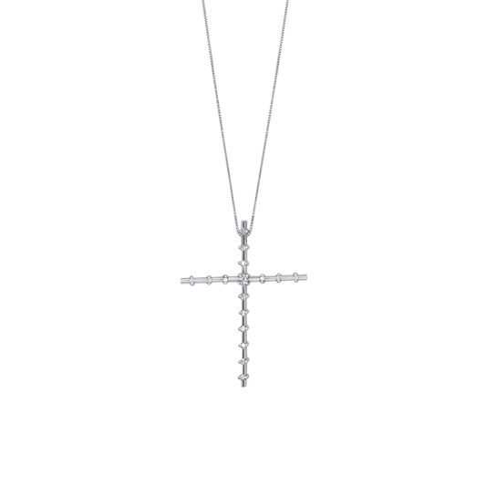 KRUIS DIAMOND KETTING - WITGOUD