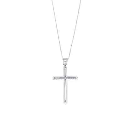 CROSS AND CHAIN - DIAMONDS - WHITE GOLD