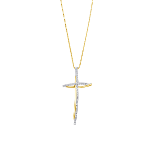 CROSS NECKLACE - DIAMONDS AND GOLD