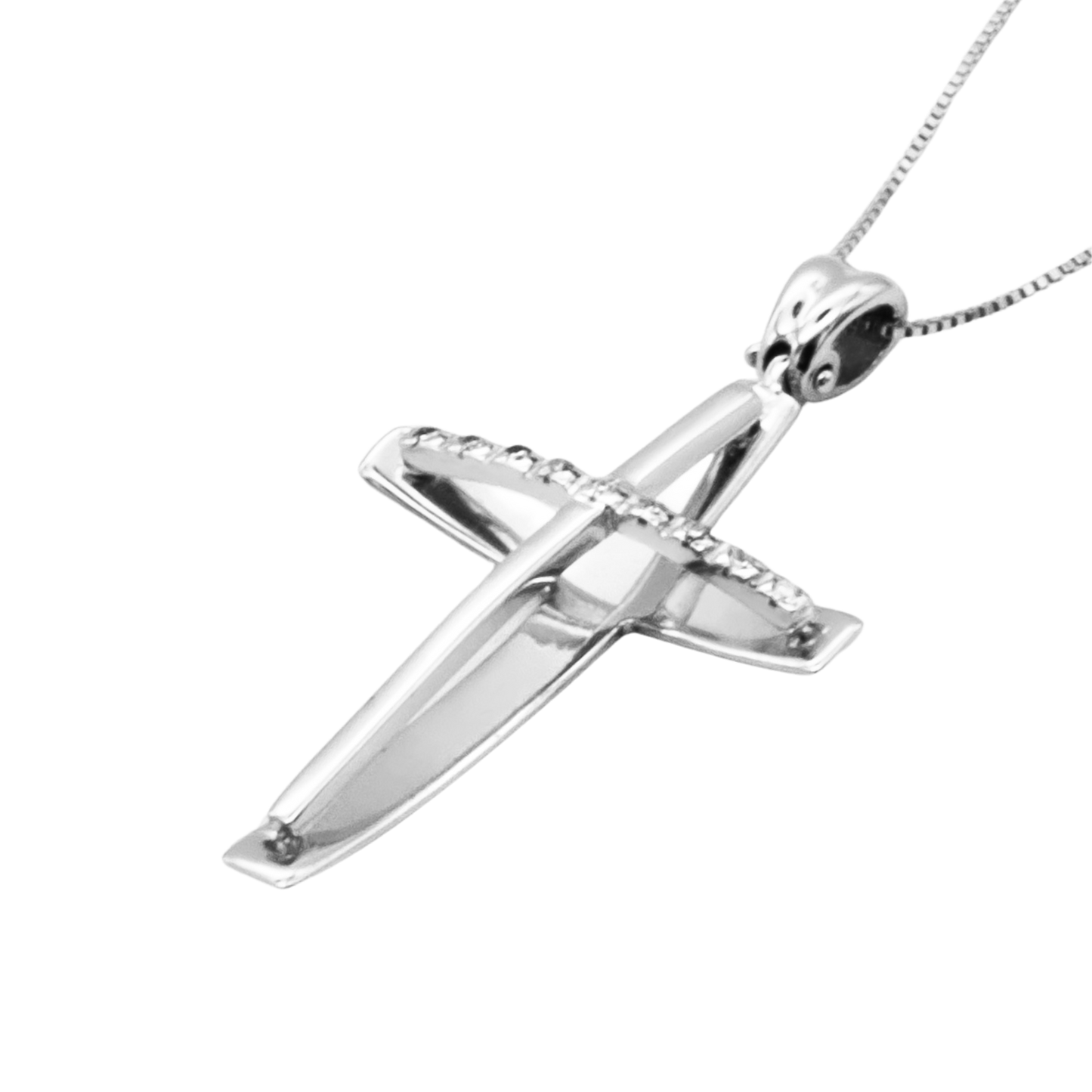 CROSS AND CHAIN - DIAMONDS - WHITE GOLD