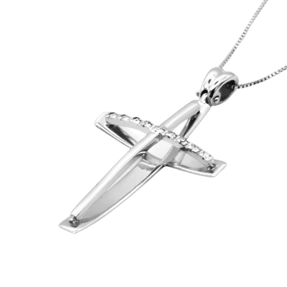CROSS AND CHAIN - DIAMONDS - WHITE GOLD