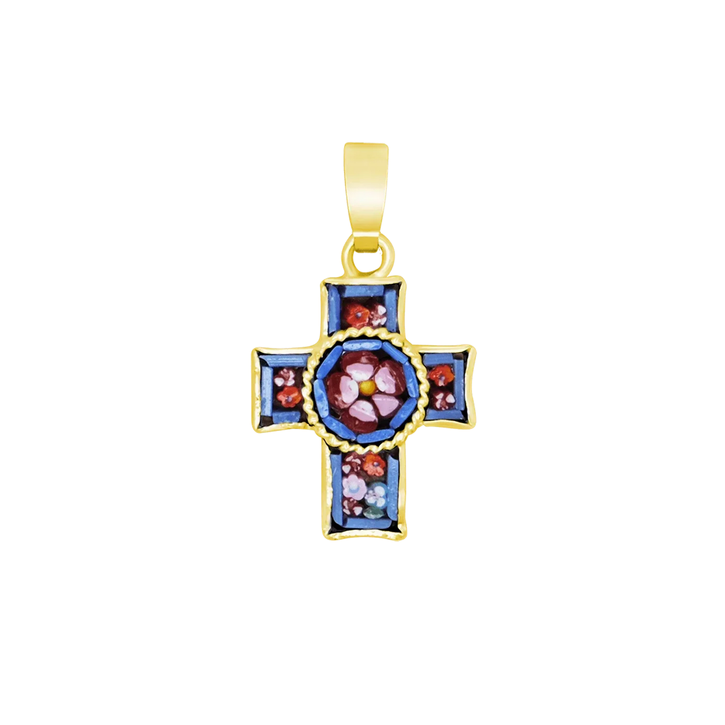 KRUIS HANGER - MICROMOSAIC JEWELRY - GOUDEN METAAL