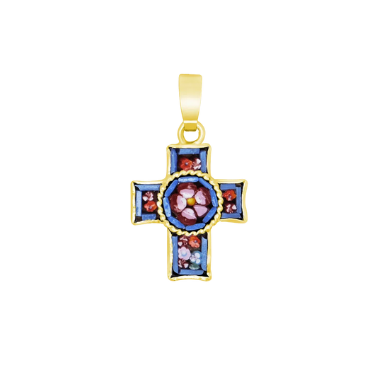 KRUIS HANGER - MICROMOSAIC JEWELRY - GOUDEN METAAL