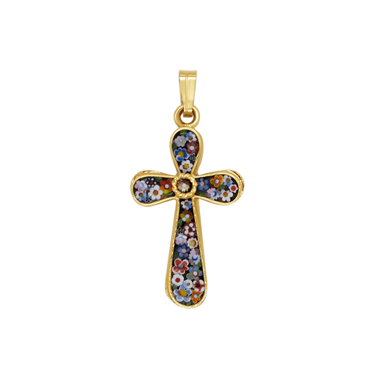 KRUIS HANGER - MICROMOSAIC JEWELRY - GOUDEN METAAL