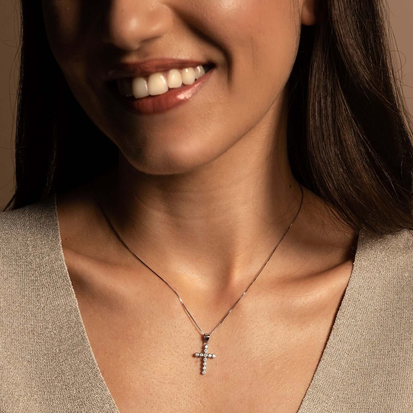 CROSS PENDANT - SILVER AND ZIRCONIA