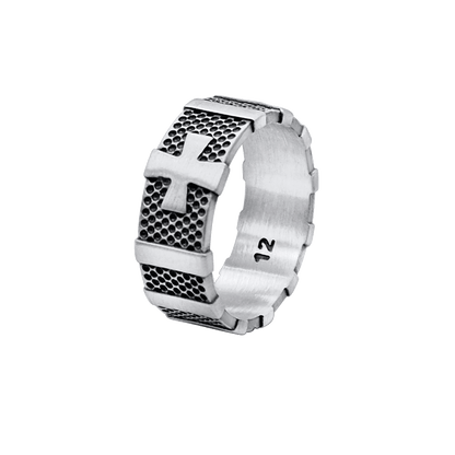 CROSS - ROSARY RING - SILVER