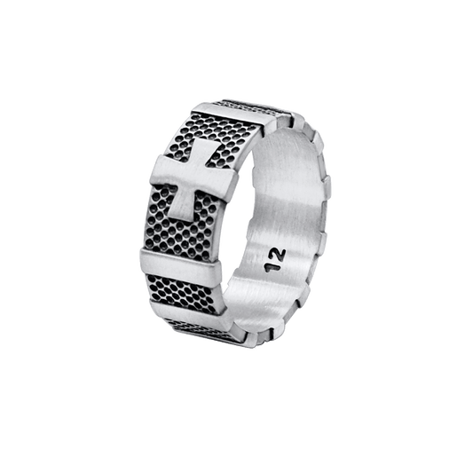 CROSS - ROSARY RING - SILVER