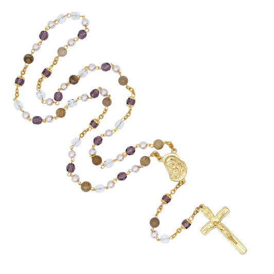 CRYSTALS EN STONES - ROZENKRANS - GOUDEN METAAL