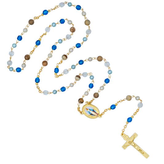 CRYSTALS EN STONES - OUR LADY OF GRACE ROZENKRANS - GOUDEN METAAL