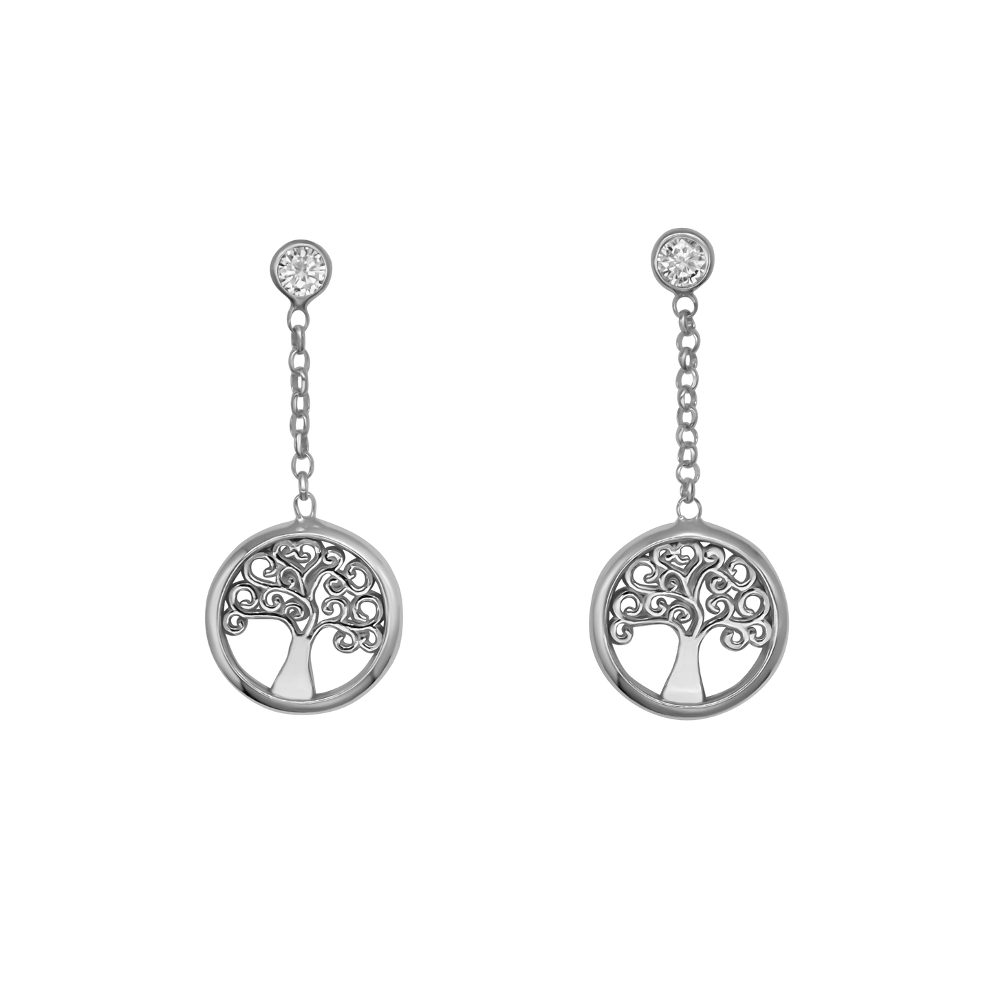 TREE OF LIFE - DANGLING EARRINGS - ZILVER