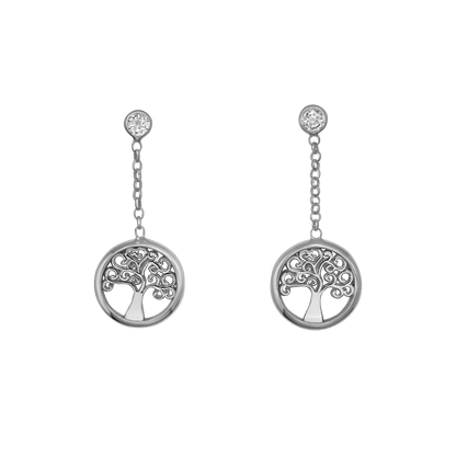 TREE OF LIFE - DANGLING EARRINGS - ZILVER