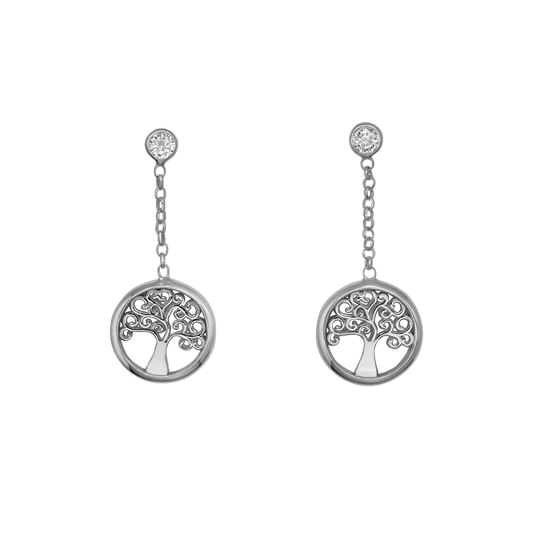 TREE OF LIFE - DANGLING EARRINGS - ZILVER