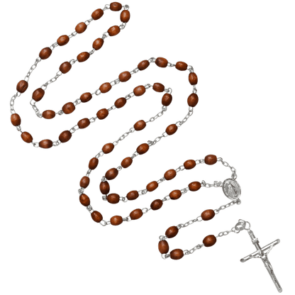 DARK ROSEWOOD BEADS ROSARY - SILVER