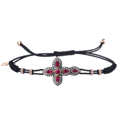 KRUIS - CHRISTIAN ARMBAND - GOUD, DIAMANTEN EN RUBIES