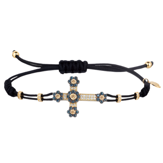 KRUIS - CHRISTIAN ARMBAND - GOUD, DIAMANTEN EN SAPPHIRES