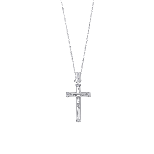DIAMOND KRUISBEELD - KETTING - WITGOUD