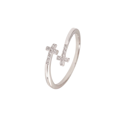 PAVÉ CROSSES RING - SILVER
