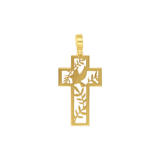 DOVE OF PEACE - KRUIS HANGER - GOUDEN ZILVER