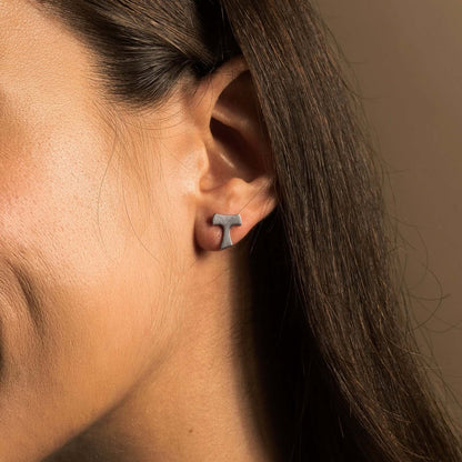 FRANCISCAN TAU KRUIS - EARRINGS - ZILVER