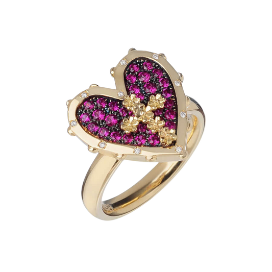 HEART AND CROSS - RING - GOLD AND DIAMONDS