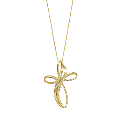 KRUIS KETTING - DIAMANTEN EN GOUD