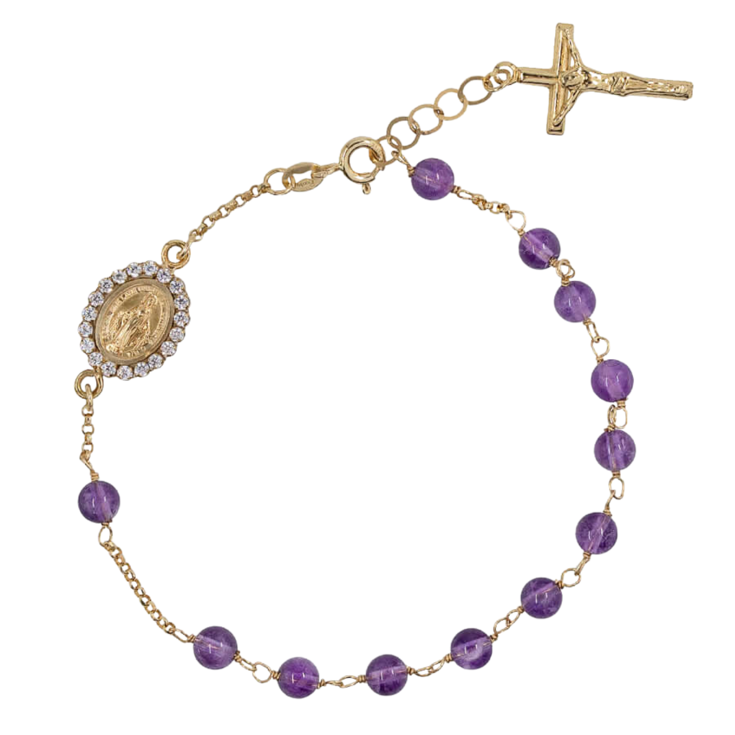 ROZENKRANS ARMBAND - GOUD EN AMETHYST