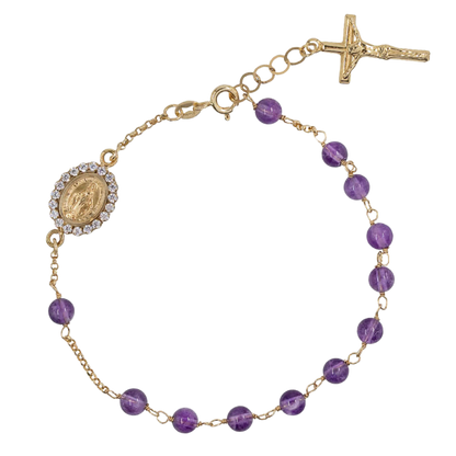 ROZENKRANS ARMBAND - GOUD EN AMETHYST