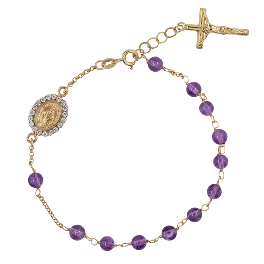 ROZENKRANS ARMBAND - GOUD EN AMETHYST