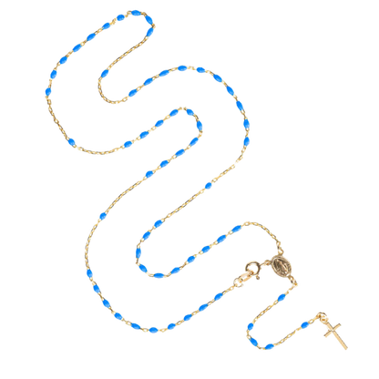 ROSARY NECKLACE - VERMEIL SILVER - BLUE ENAMEL