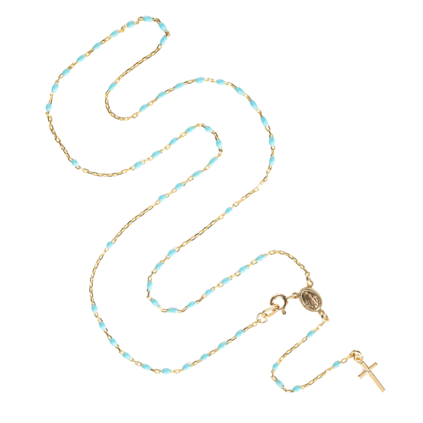 ROSARY NECKLACE - VERMEIL SILVER - SKY BLUE ENAMEL