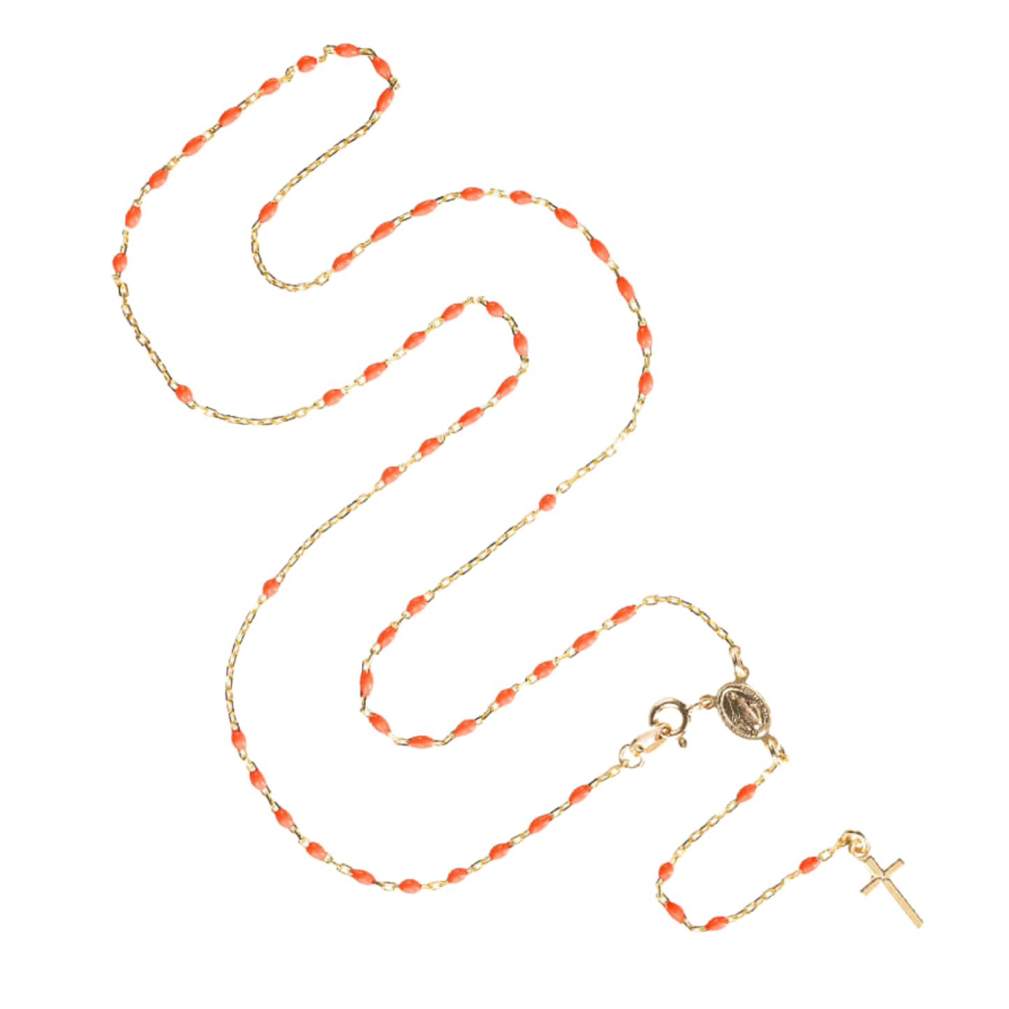ROSARY NECKLACE - VERMEIL SILVER - PINK ENAMEL