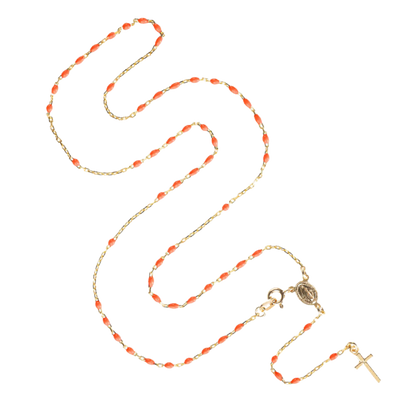 ROSARY NECKLACE - VERMEIL SILVER - PINK ENAMEL