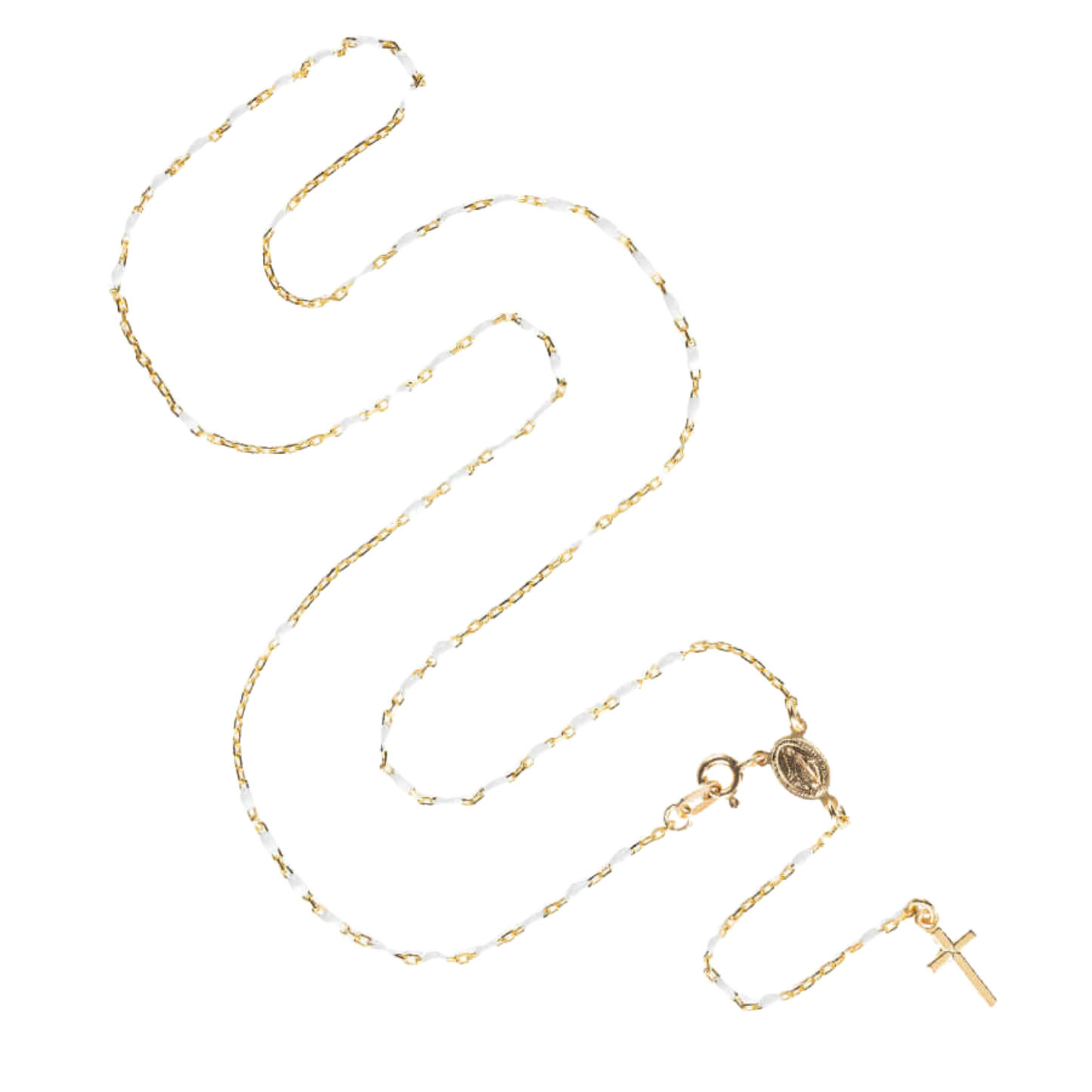 ROSARY NECKLACE - VERMEIL SILVER - WHITE ENAMEL
