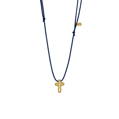 KRUIS KETTING - BLUE ROPE EN GOUDEN ZILVER