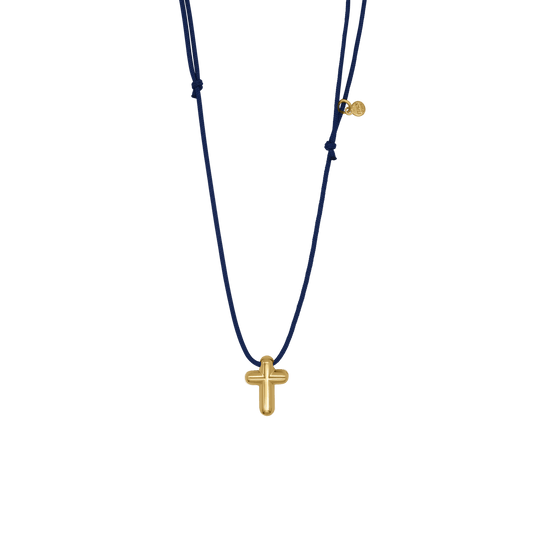 KRUIS KETTING - BLUE ROPE EN GOUDEN ZILVER