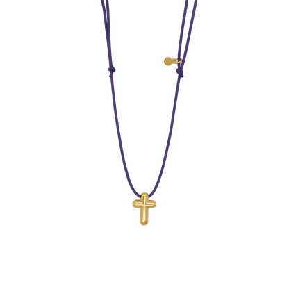 KRUIS KETTING - PURPLE ROPE EN GOUDEN ZILVER