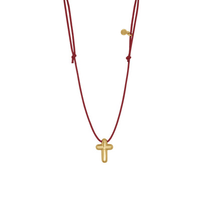 KRUIS KETTING - RED ROPE EN GOUDEN ZILVER