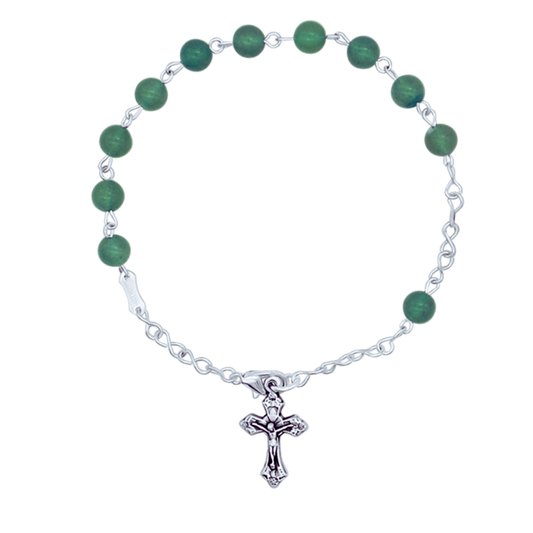 ROZENKRANS ARMBAND GREEN STONES - METAAL