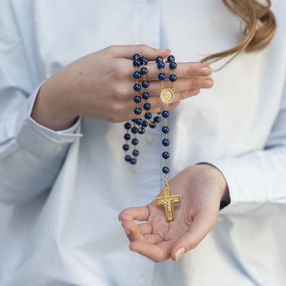 LAPIS LAZULI BEADS - ROSARY - VERMEIL SILVER